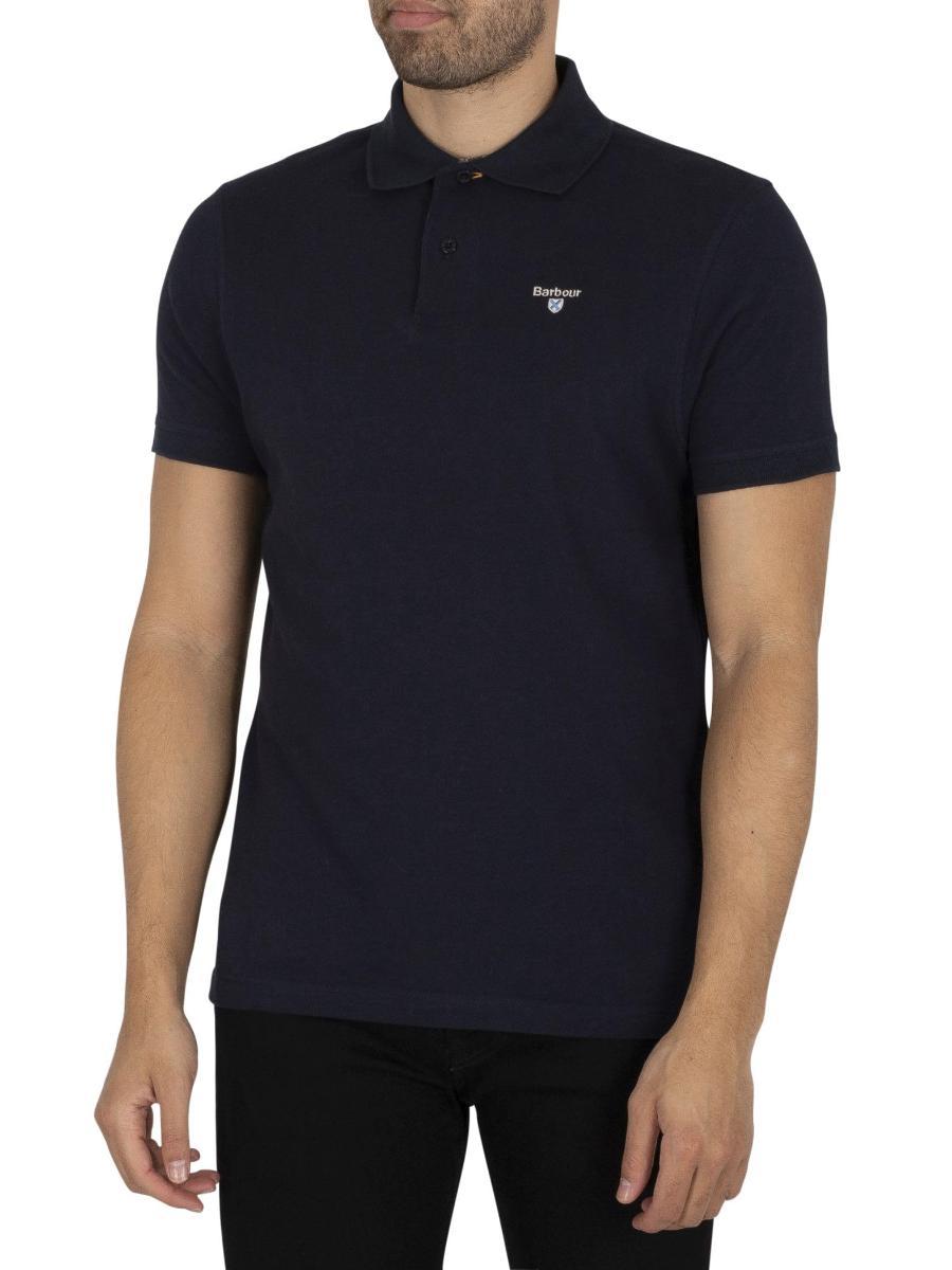 Barbour Uomo Polo in piqué di Tartan, New Navy