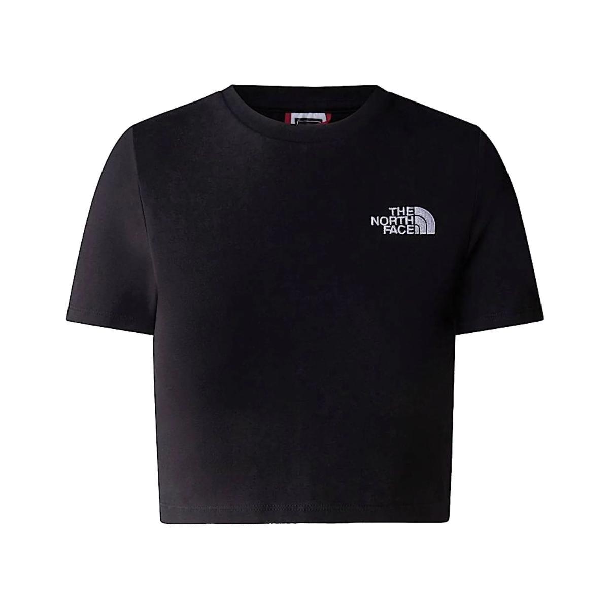 T-shirt Donna cropped Nera con logo ricamato