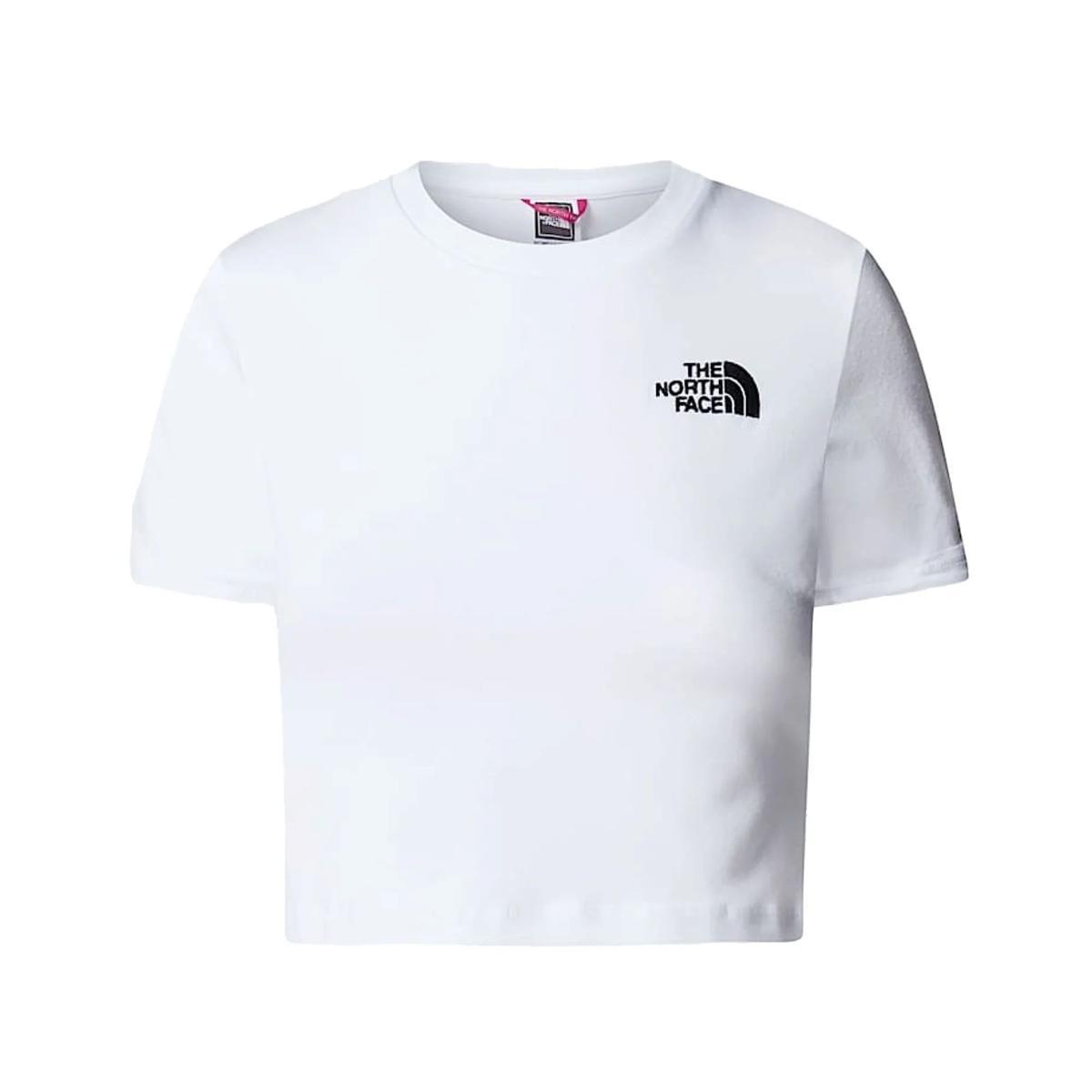 T-shirt Donna cropped Bianca con logo ricamato-Bianco