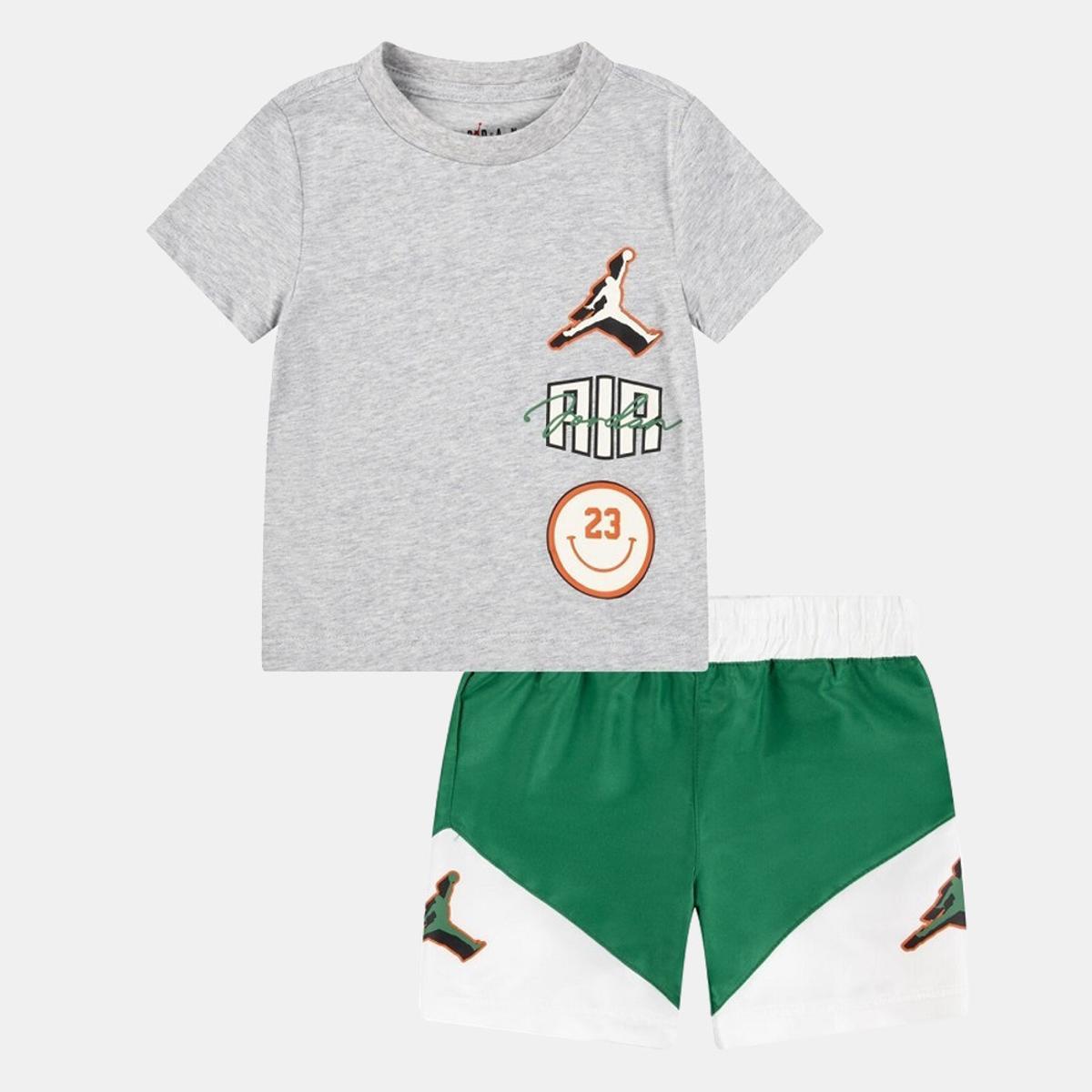 Nike Jordan 85D768-023, set di pantaloncini impilati, colore nero-Grigio Chiaro