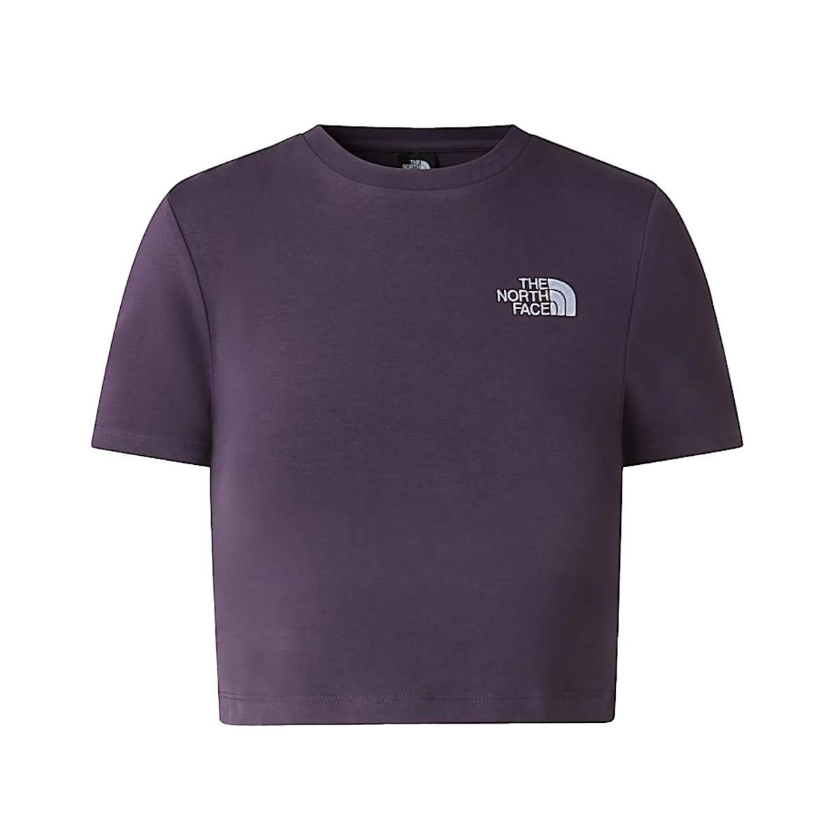 T-shirt Donna cropped Viola con logo ricamato-Viola