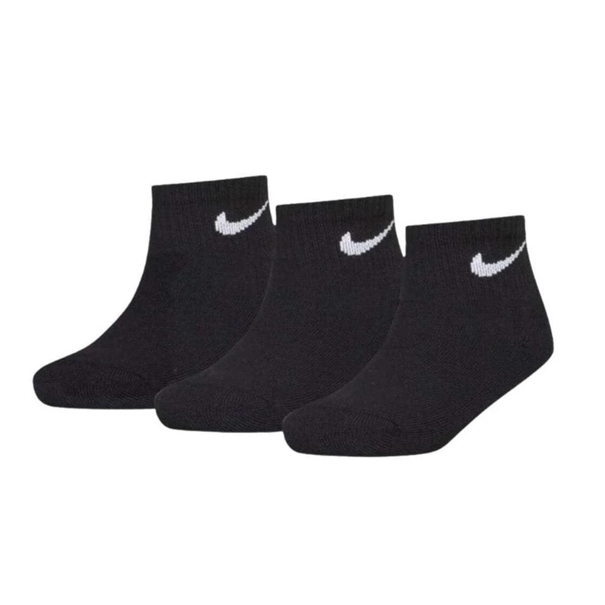 NIKE Unisex Kids Basic Pack Ankle 3pk Socks Eu 27-35 SOCKS-Nero
