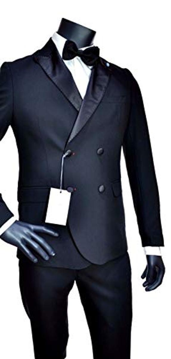 ALESSANDRO GILLES Smoking Linea Giovane Cerimonie Feste 18 Anni Slim Fit adpt-Multicolore