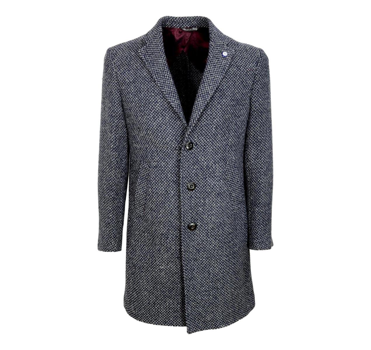 ALESSANDRO GILLES Cappotto Uomo Slim Fit Grigio Microfantasia  Articolo 2572-Grigio