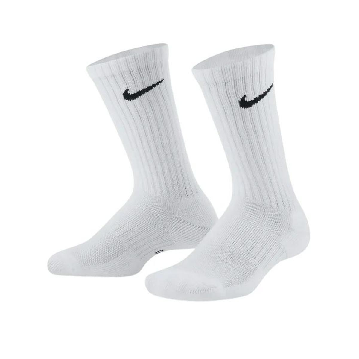 Nike Kids Performance Cushioned Crew Training Socks 3 Pair Calzettoni Ragazzo Unisex,White,M-Bianco