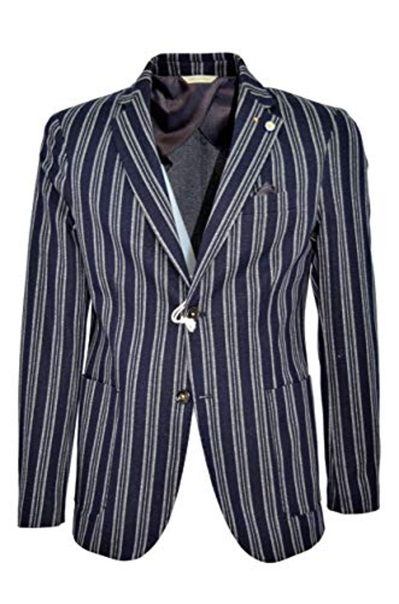 ALESSANDRO GILLES Giacca Sfoderata Uomo Extra Slim Fit GMAT 2357 Riga Blu-Blu
