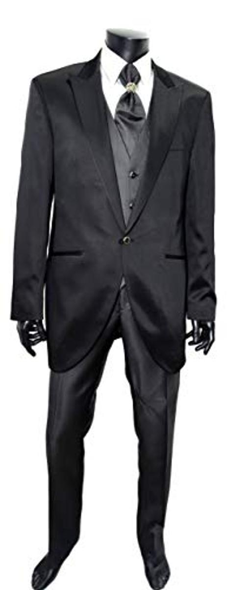 GRIMALDI Abito Tight Cerimonia Uomo Completo 4 Pezzi Nero 7101-Nero