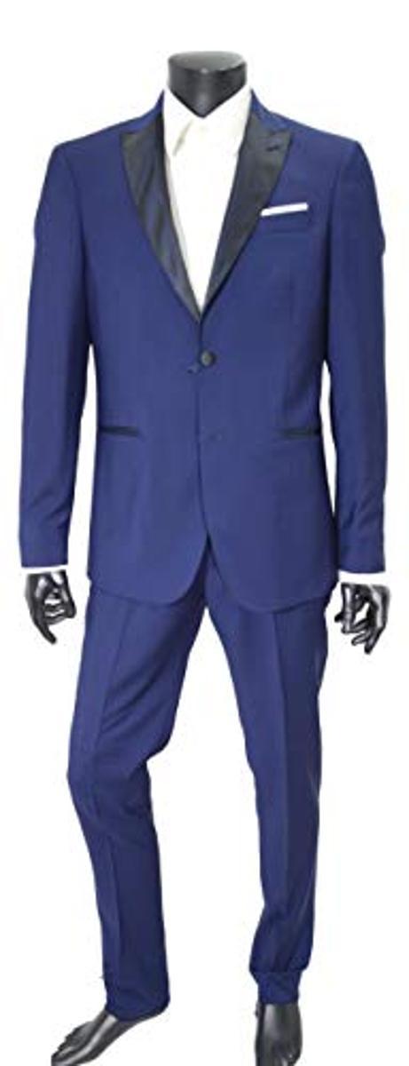 SIMBOLS Smoking Uomo Cerimonia Slim Fit T2224 Bluette