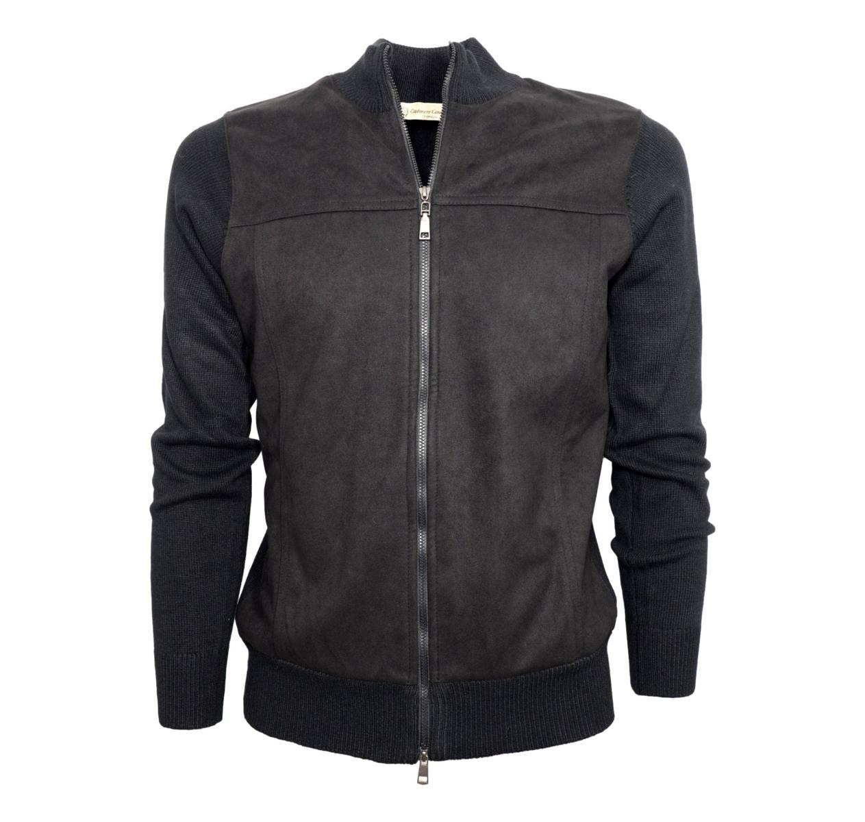 CASHMERE COMPANY Cardigan Zip IU205409 99 Alcantara Cashmere e Lana Colore Nero-Nero