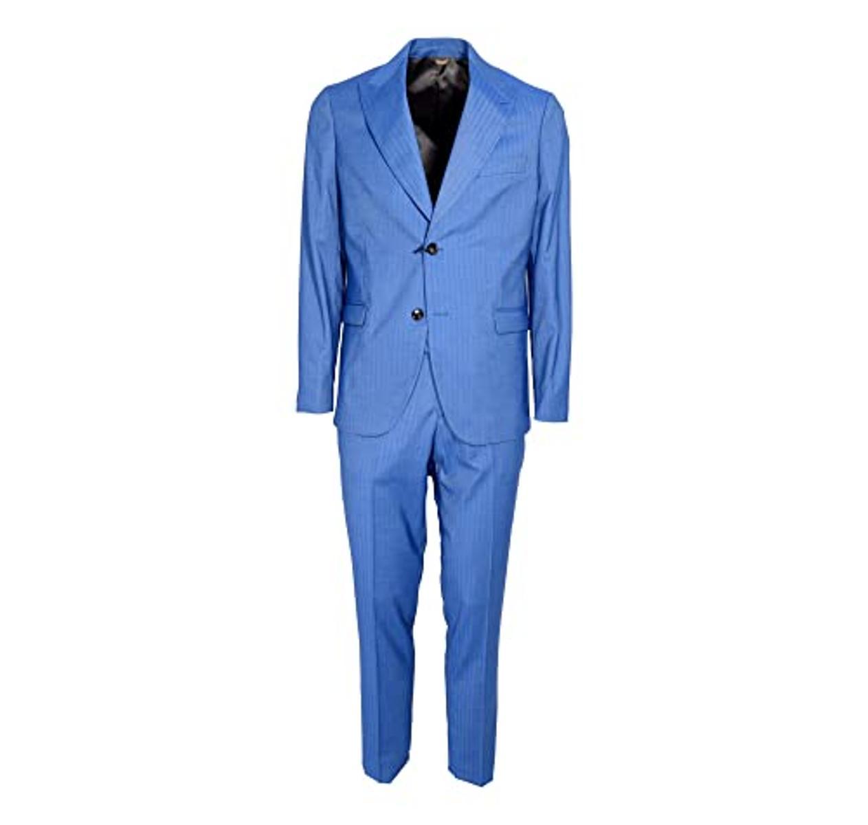 SIMBOLS Abito Uomo Drop 7 Slim Fit Tessuto Spigato A11540 Bluett MADE IN ITALY