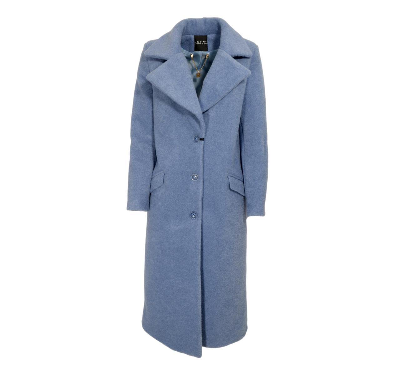 MDM Mademoiselle du Monde Cappotto Donna ART. 7058 Colore. Celeste Polvere