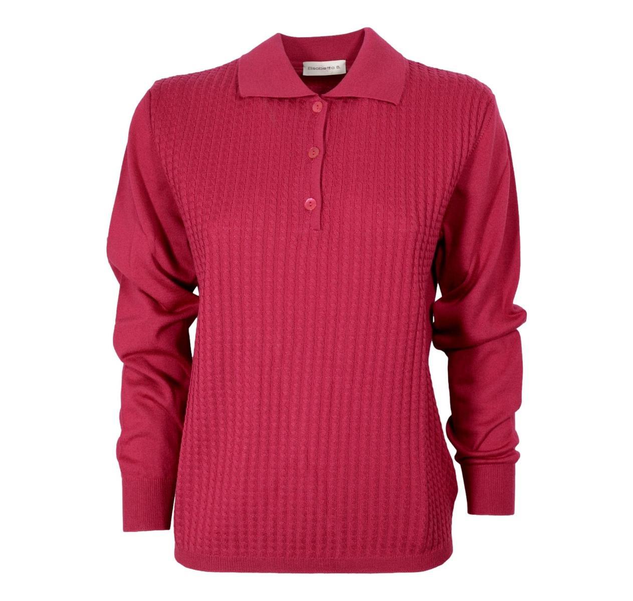 ELISABETTA B. Polo Donna Pura Lana Merino Art. 169 Colore Rosso 27-Rosso