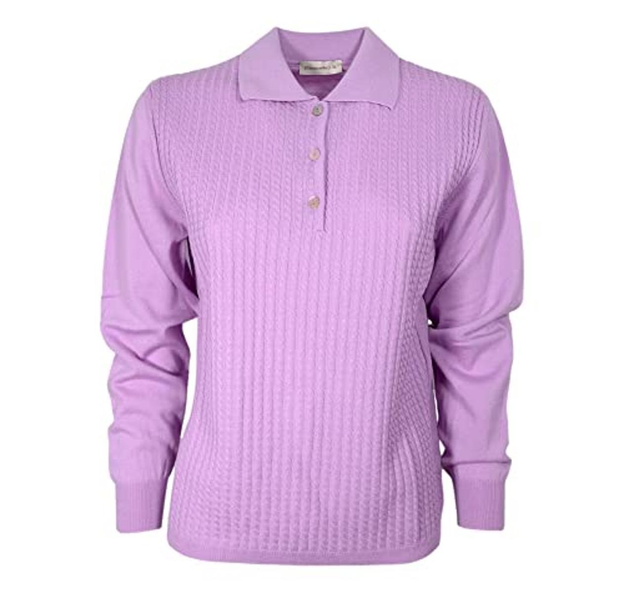 ELISABETTA B. Polo Donna Pura Lana Merino Art. 169 Colore Glicine 78-Multicolore