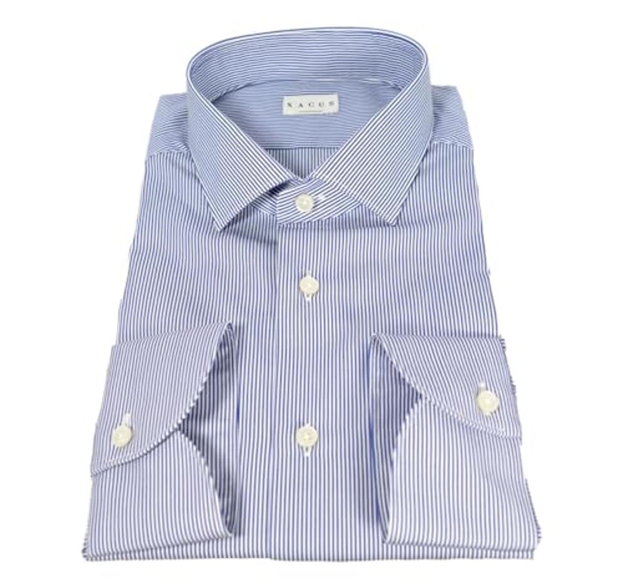 XACUS Camicia Collo Italiano Twill Celeste Riga 11232003 Taglio Ampio EVOLUTION CLASSIC FIT-Multicolore