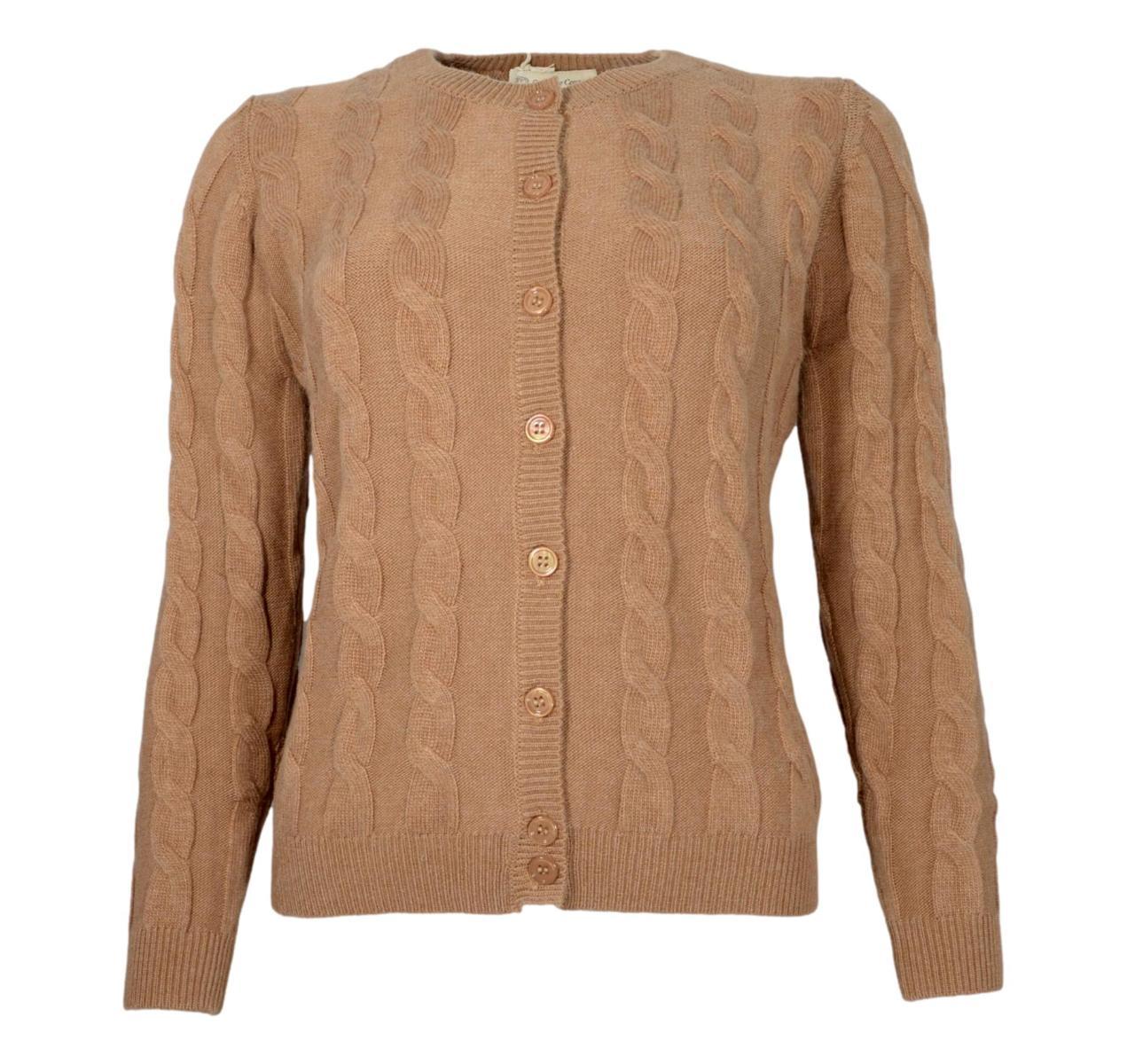 CASHMERE COMPANY Cardigan Treccia Donna Slim Fit ID113 1235 Cashmere e Lana Colore Beige