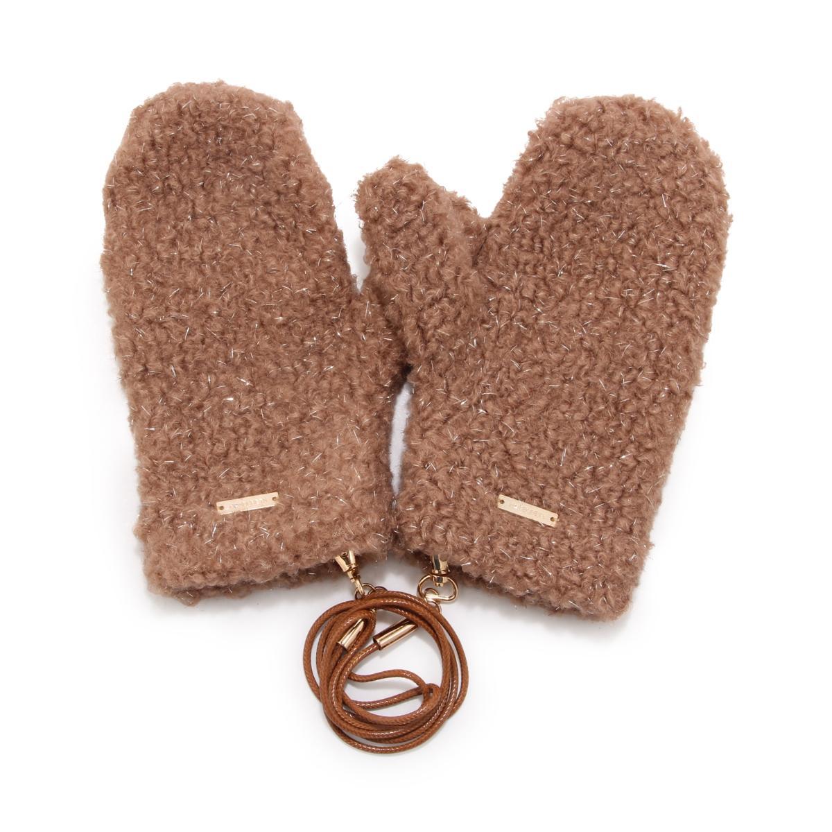 P5253 MUFFOLE TEDDY DONNA NO SECRETS WOMAN LUREX MITTEN GLOVES