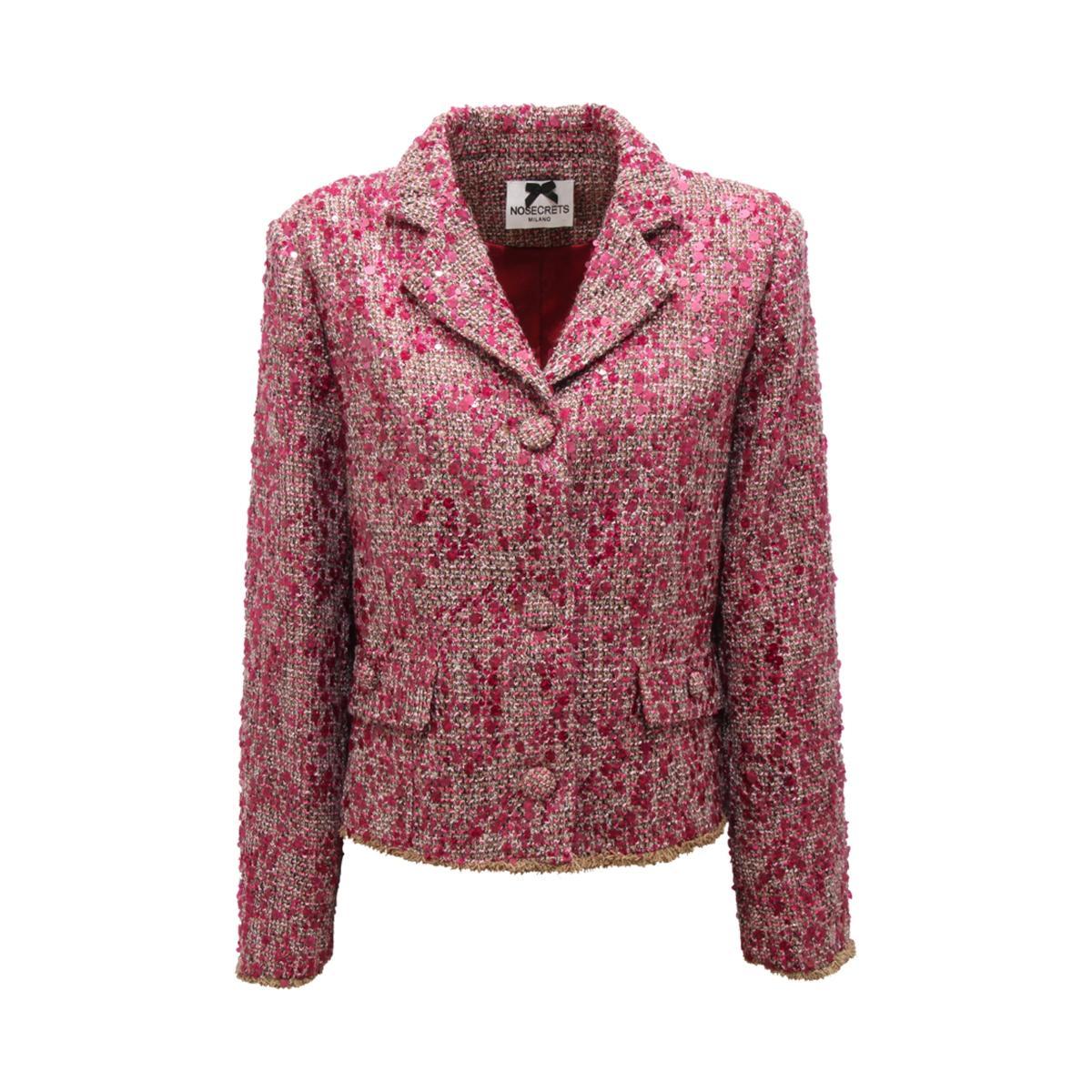 P4325 GIACCA CORTA DONNA NO SECRETS BOUCLETTE WOMAN PAILLETTES JACKET