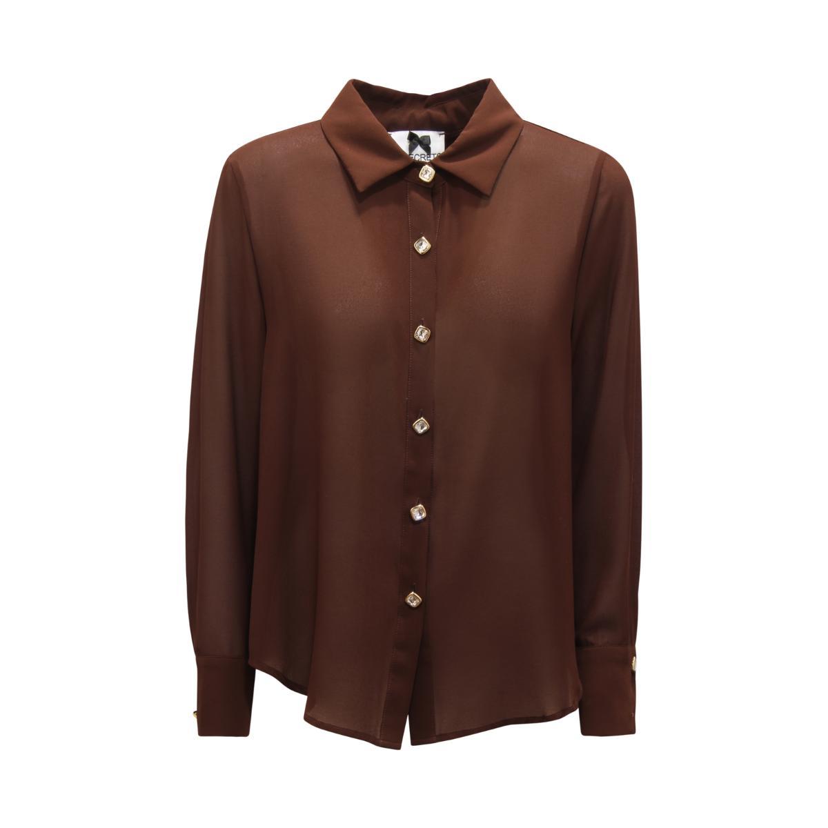 P3805 CAMICIA DONNA NO SECRETS WOMAN CRÊPE SHIRT BROWN