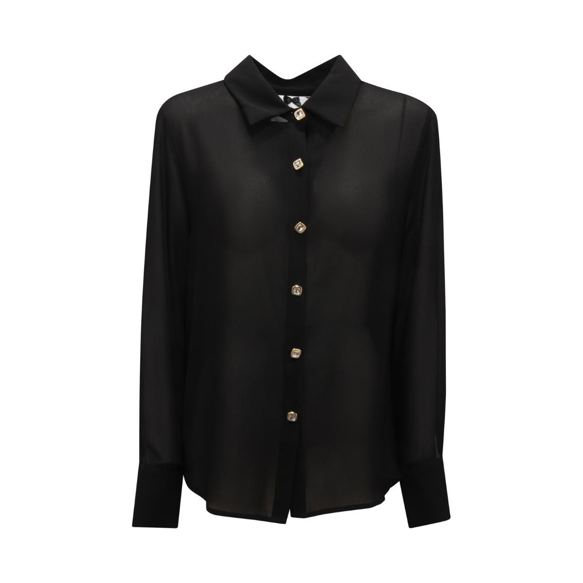 P4081 CAMICIA DONNA NO SECRETS WOMAN CRÊPE SHIRT BLACK