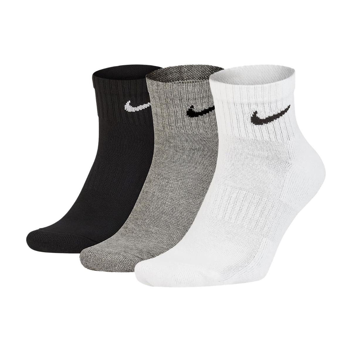 Nike One Quarter Socks 3PPK Value-Bianco/nero/grigio