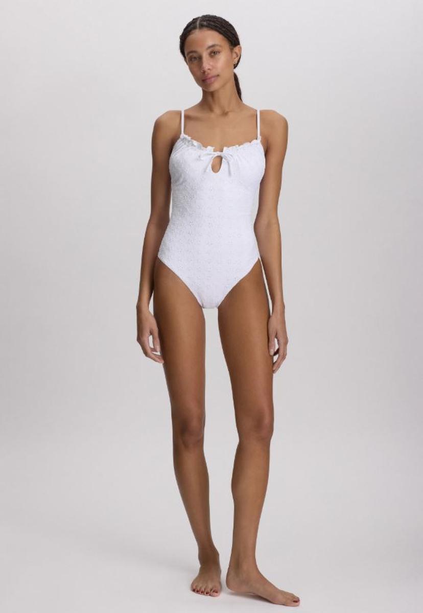 POLO RALPH LAUREN Donna Floreale Occhiello Un Pezzo-Bianco