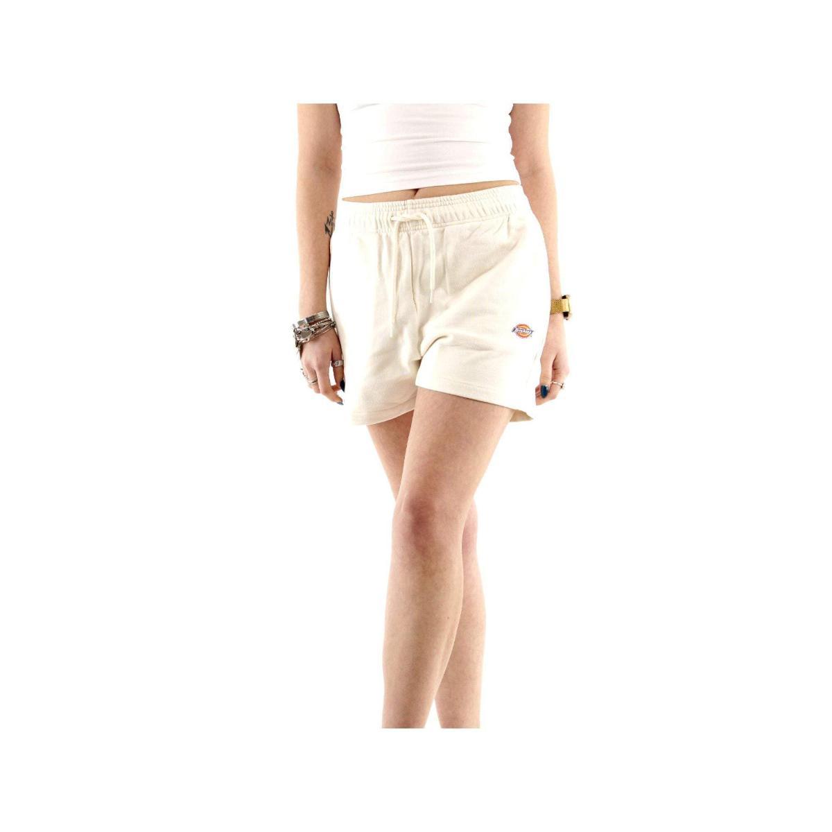 Shorts Donna in jersey di cotone a maglia loopback-Beige