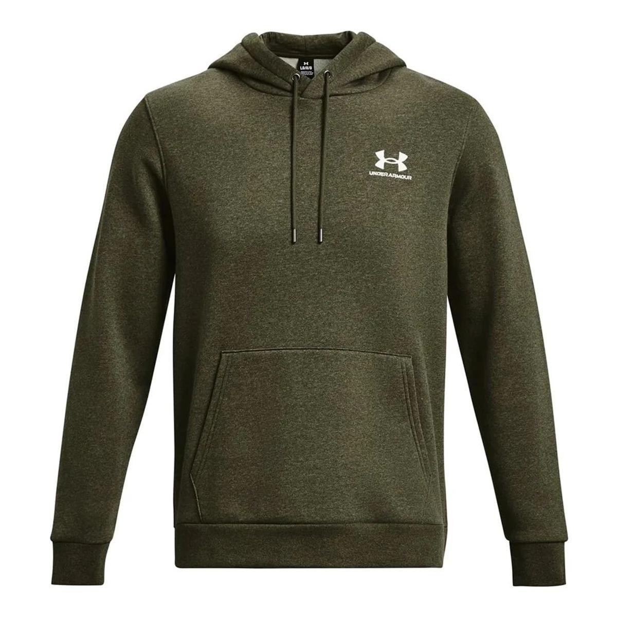 Under Armour Felpa con Cappuccio da Uomo UA Essential Top in Pile Uomo-Oliva