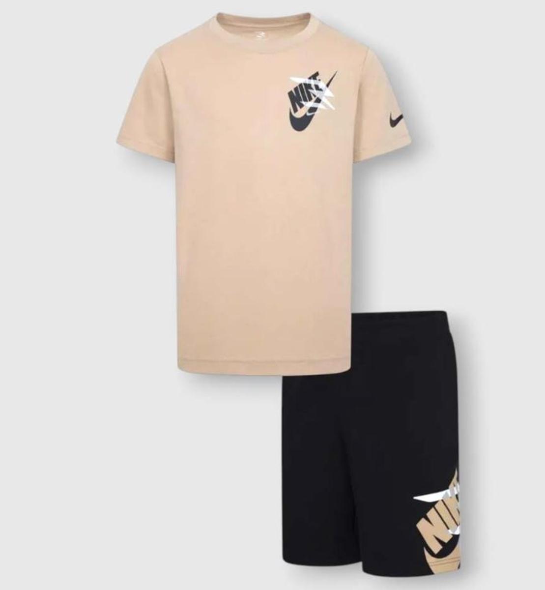 NIKE 3Brand Completo T-Shirt e Shorts da Ragazzi Icon Duo Rosso Codice 9Q0616-U10-BEIGE/NERO
