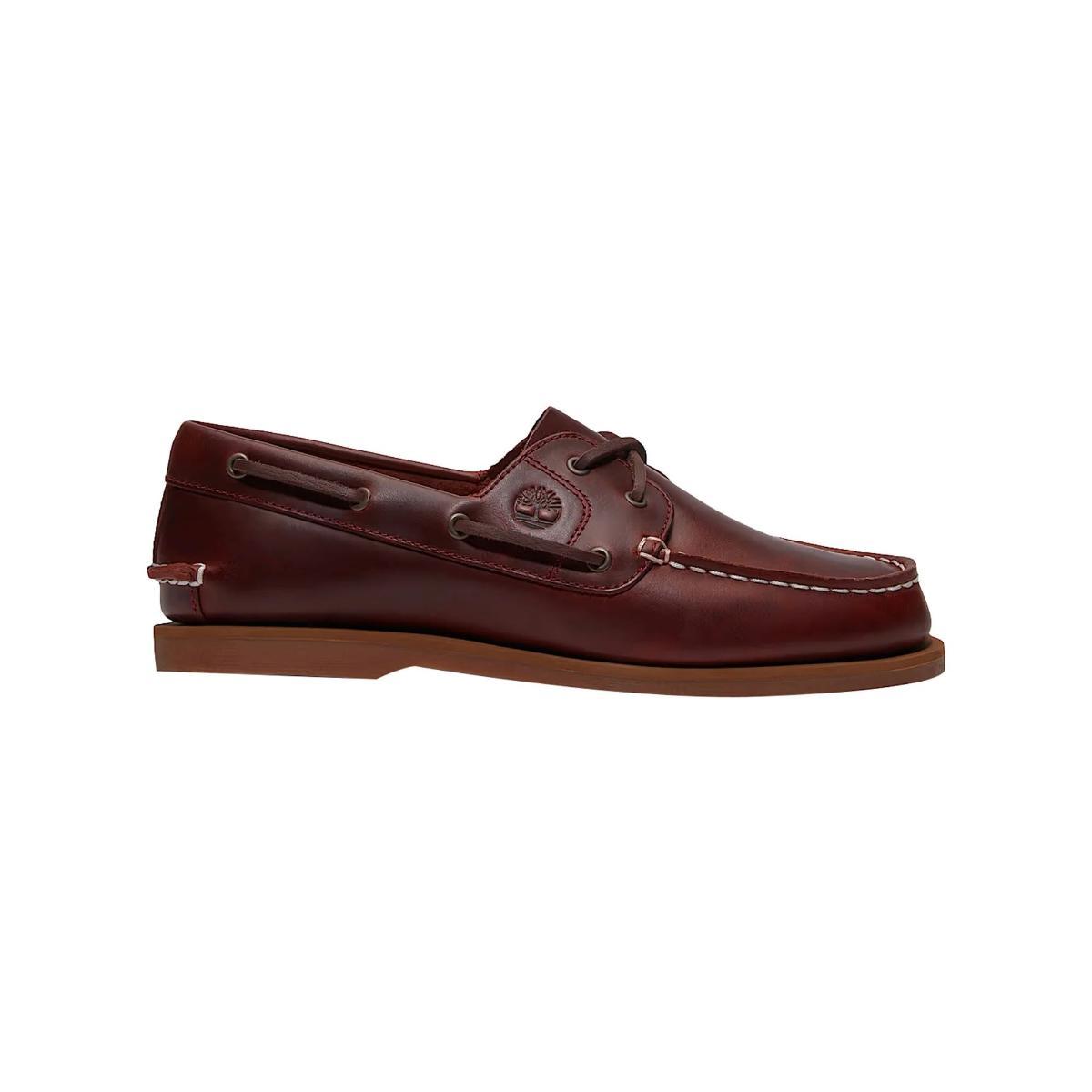 Timberland 0A2Q9X Classic Boat Burgundy Full Grain Scarpe per Donna in Pelle-Rosso