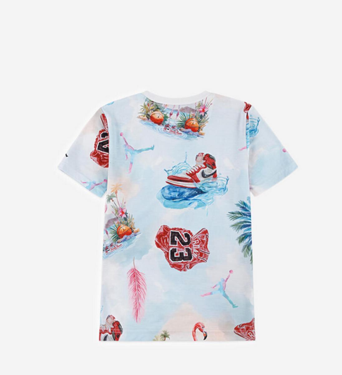 Nike Jordan Jdb Jordan Flamıngo Aop Ss Tee 95D844-001 - Maglietta da ragazzo-Multicolore
