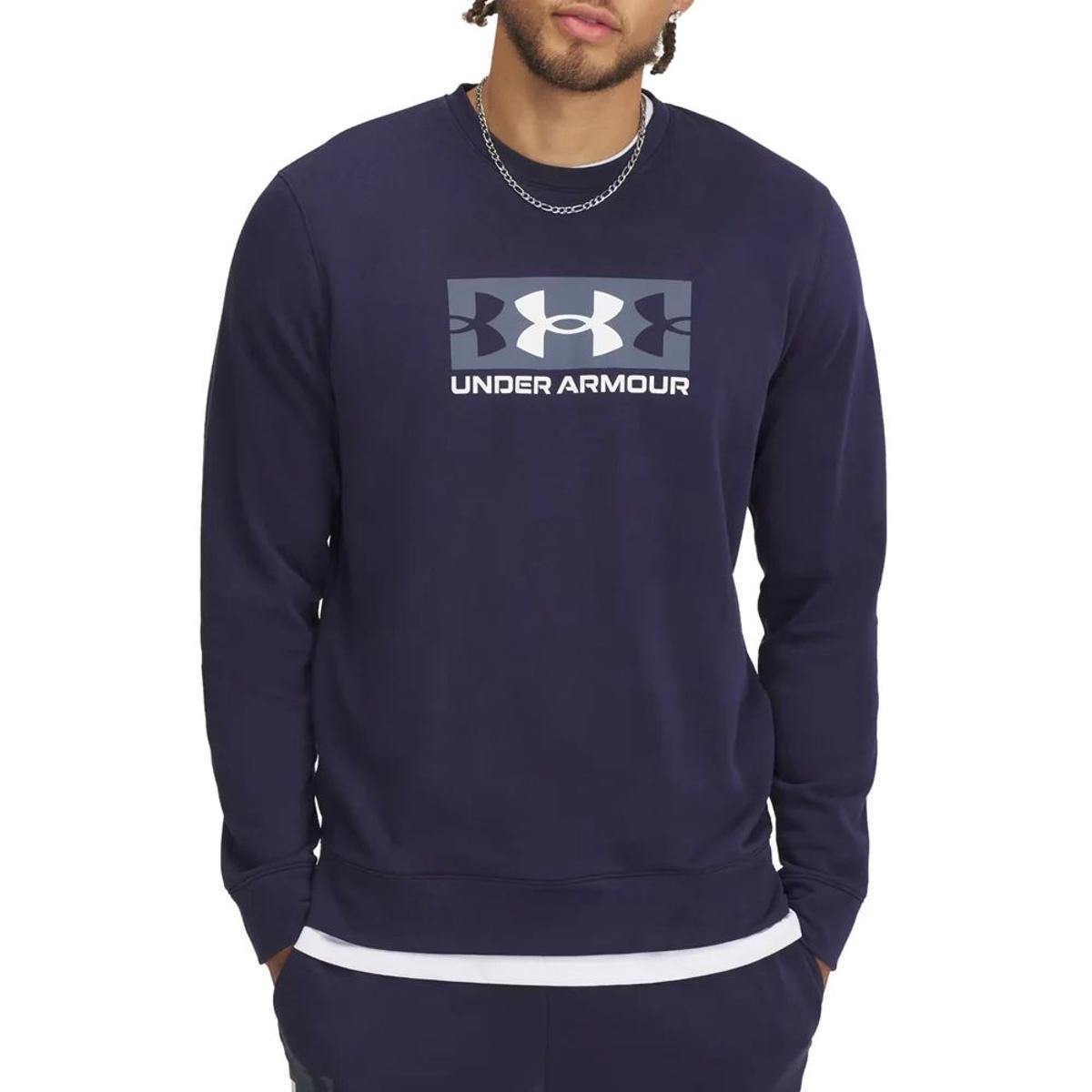Under Armour Rival Terry Logo Crew Maglia di Tuta Uomo-Blu