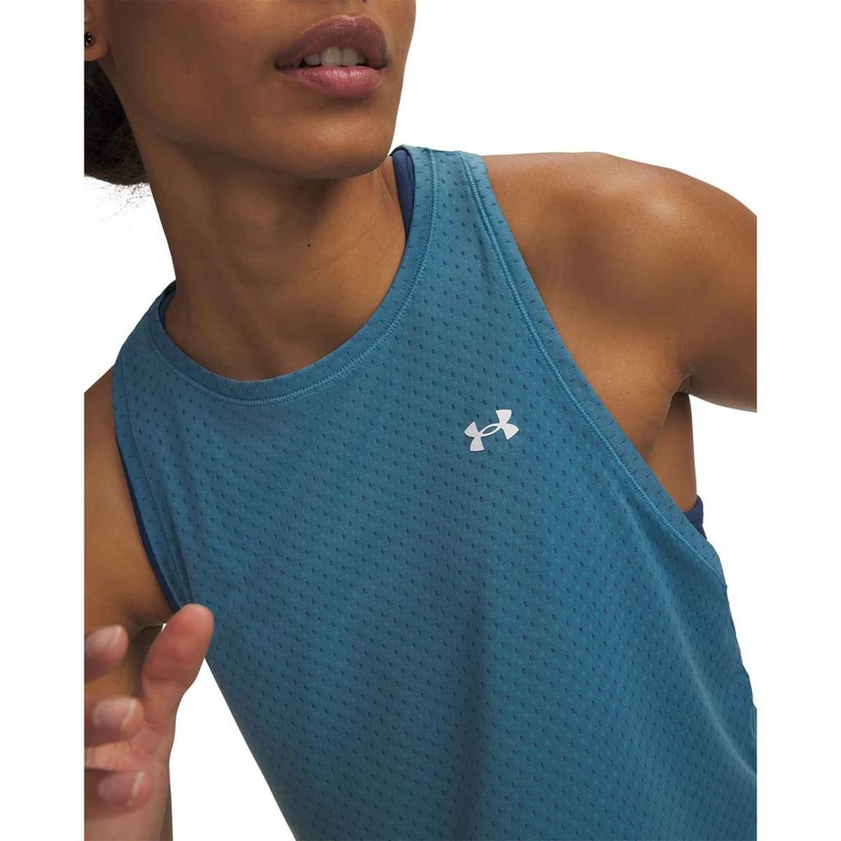 Under Armour Tech Sport Mesh Cropped Tank Top Camicia Donna (Pacco da 1)-Blu