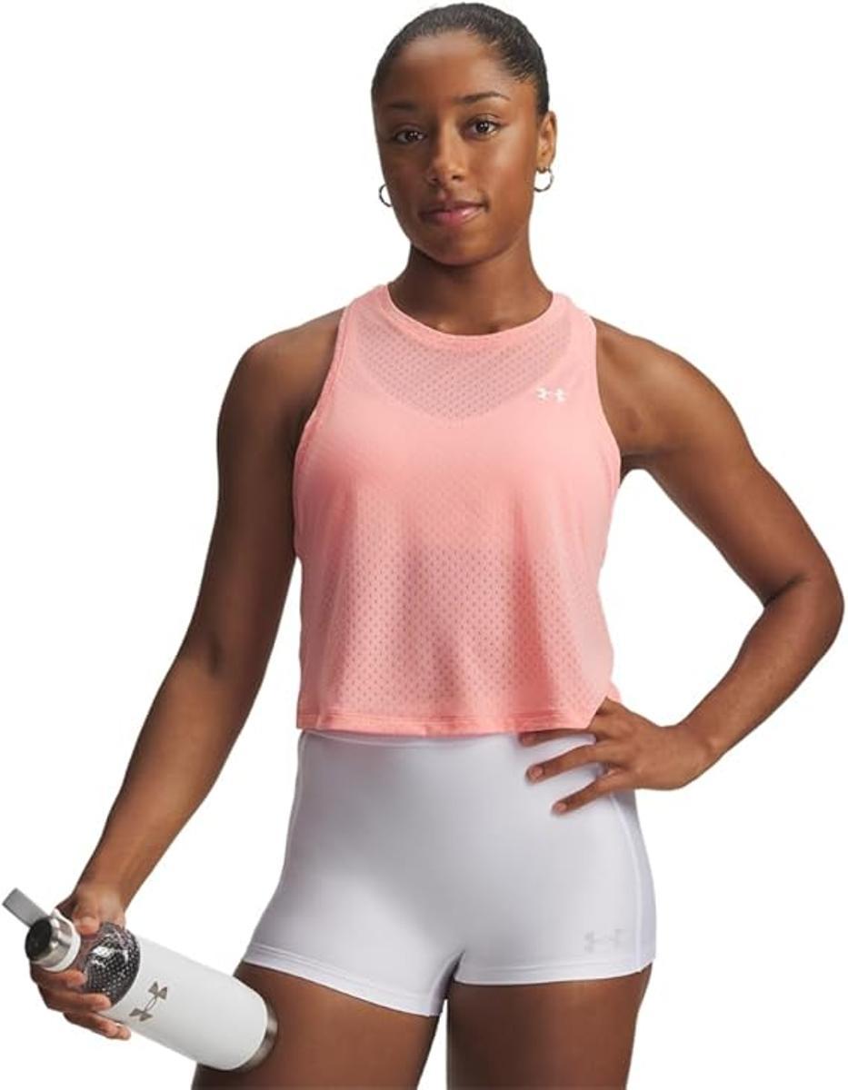 Under Armour Tech Sport Mesh Cropped Tank Top Camicia Donna (Pacco da 1)-PINK