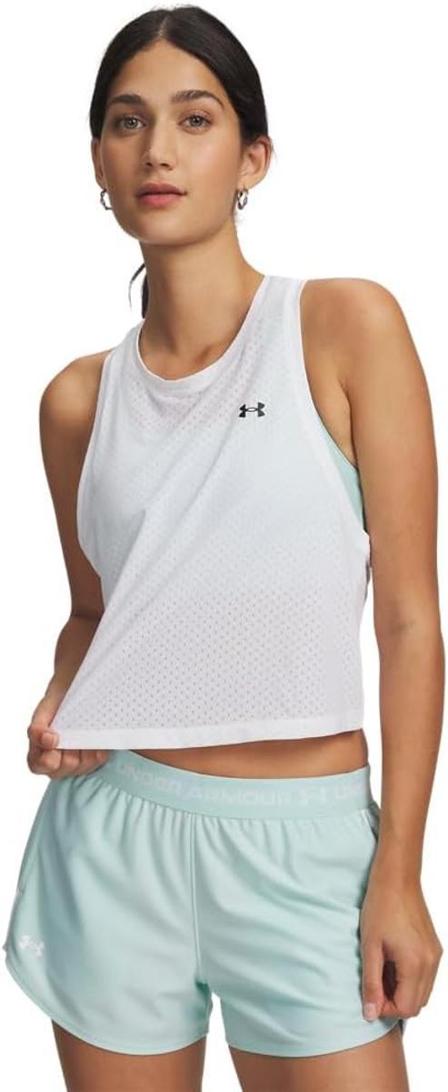 Under Armour Tech Sport Mesh Cropped Tank Top Camicia Donna (Pacco da 1)-WHITE