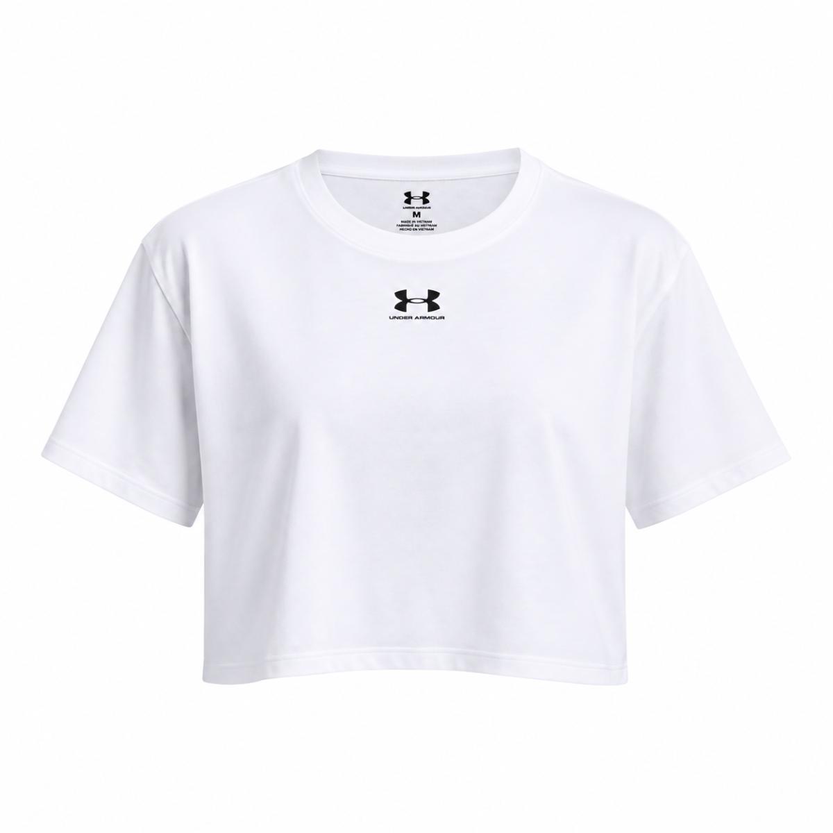 Under Armour UA Rival Boxy Tee Solid T-Shirt Donna (Pacco da 1)-Bianco