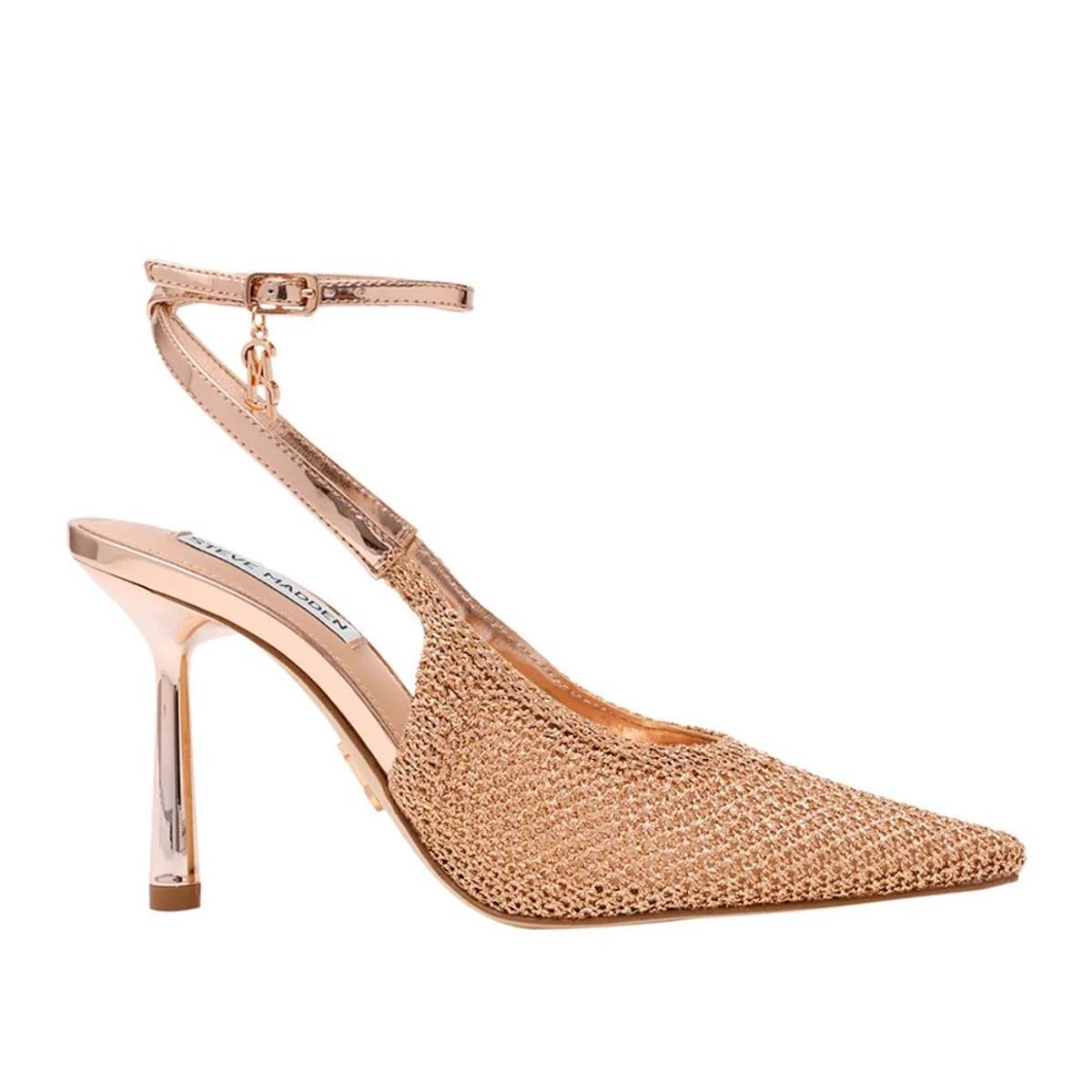 Steve Madden Ascension Rose Gold Oro Scarpe Chanel Donna Tacco Cinturino Punta-Rosa