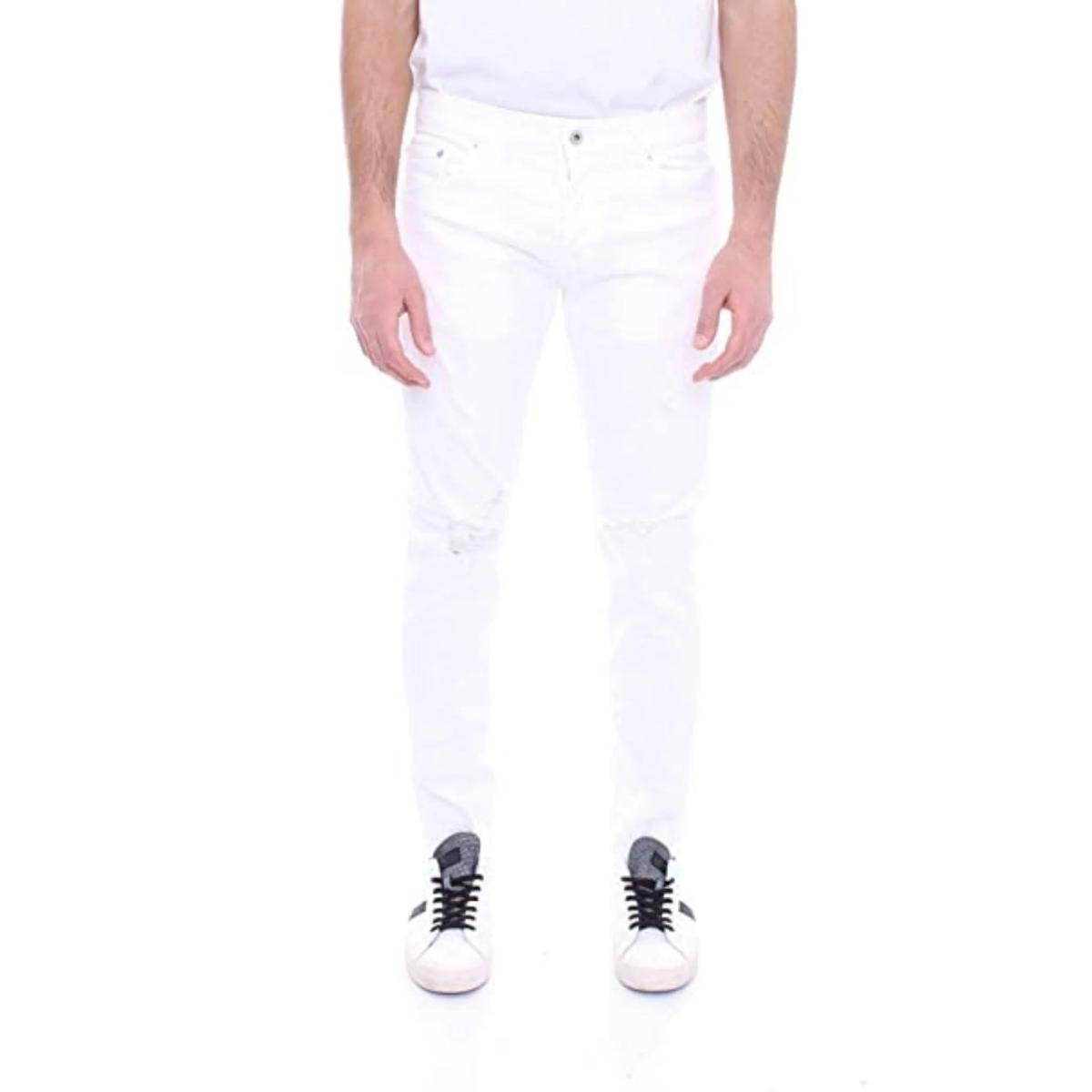 Jeans Uomo in tinta unita con strappi davanti
