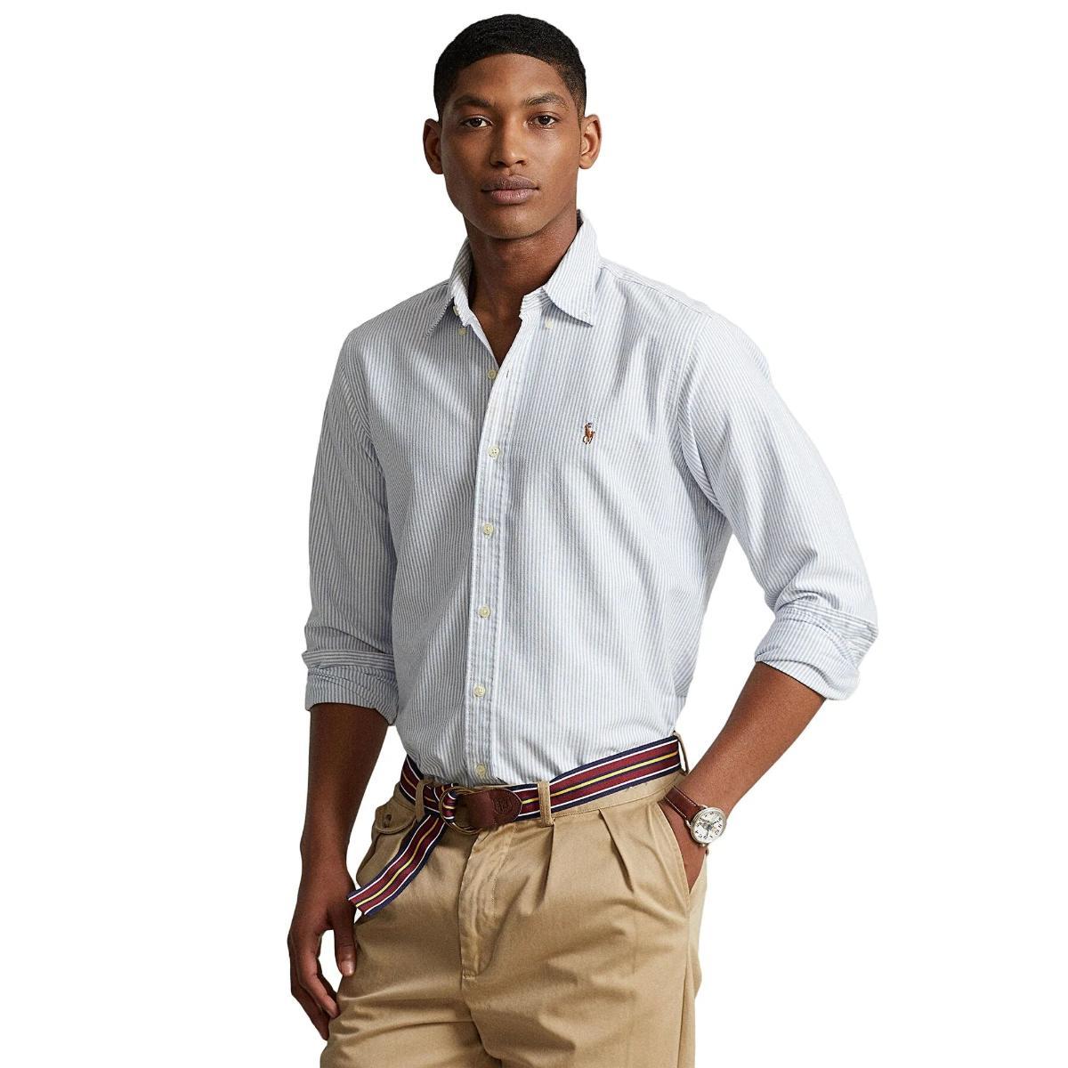 POLO RALPH LAUREN Camicia Oxford con Logo Colorato Ricamato
