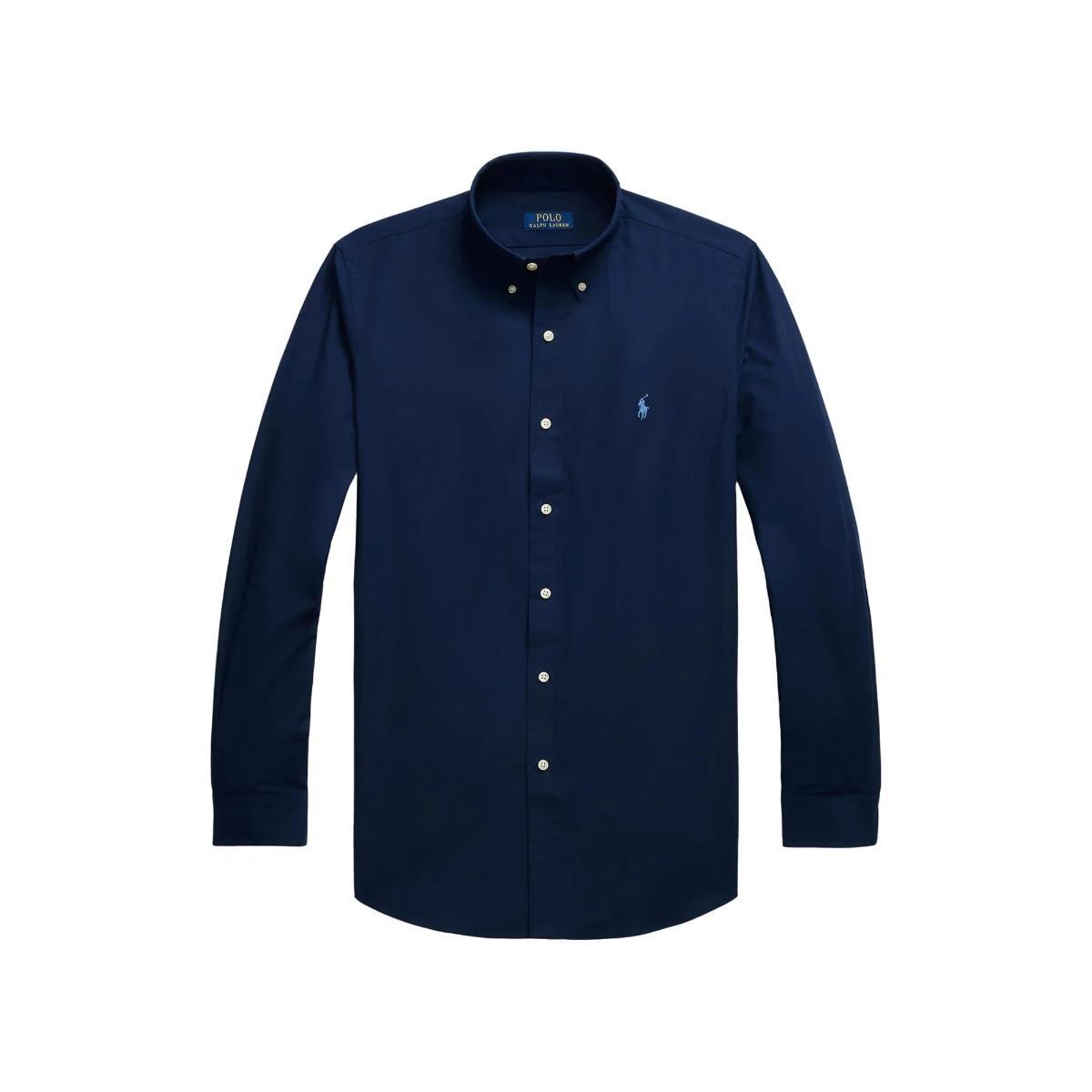 POLO RALPH LAUREN Camicia a Tinta Unita Blu da Uomo-Navy