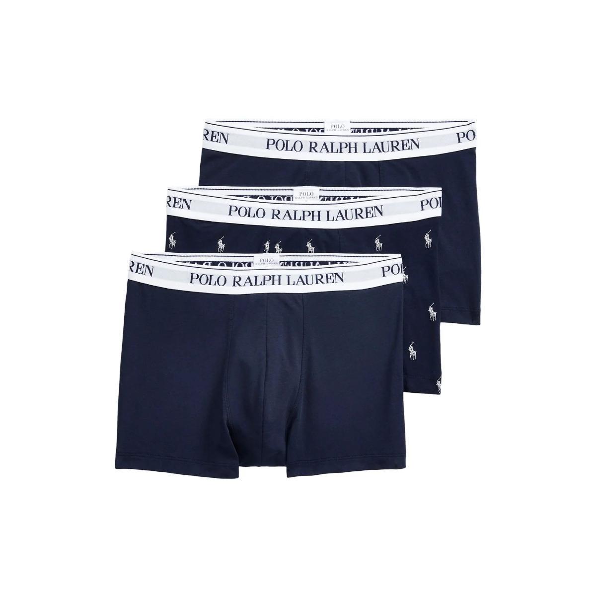 POLO RALPH LAUREN Set 3 Boxer da Uomo in Blu e con Fantasia Logo-Navy