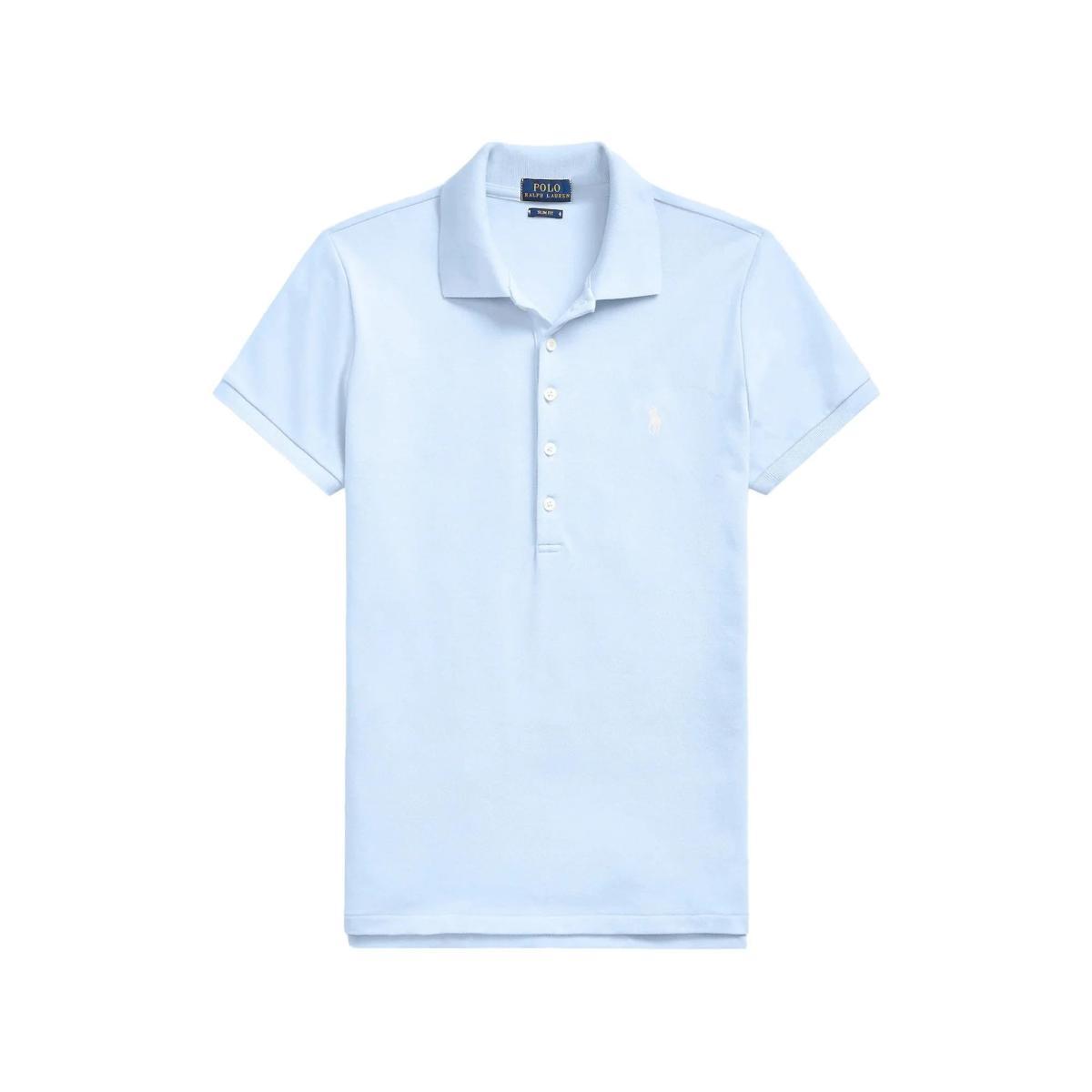 POLO RALPH LAUREN Polo in Cotone Azzurra con Bottoni e Logo