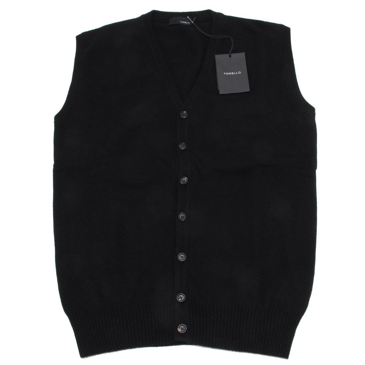 TONELLO 8866M gilet uomo lana nero smanicato sleeveless sweater men
