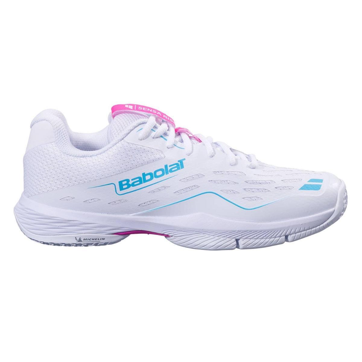 Babolat Donna Sensa Rise Scarpe da Padel Scarpa da Padel Bianco-Rosso EU NEU-Multicolore