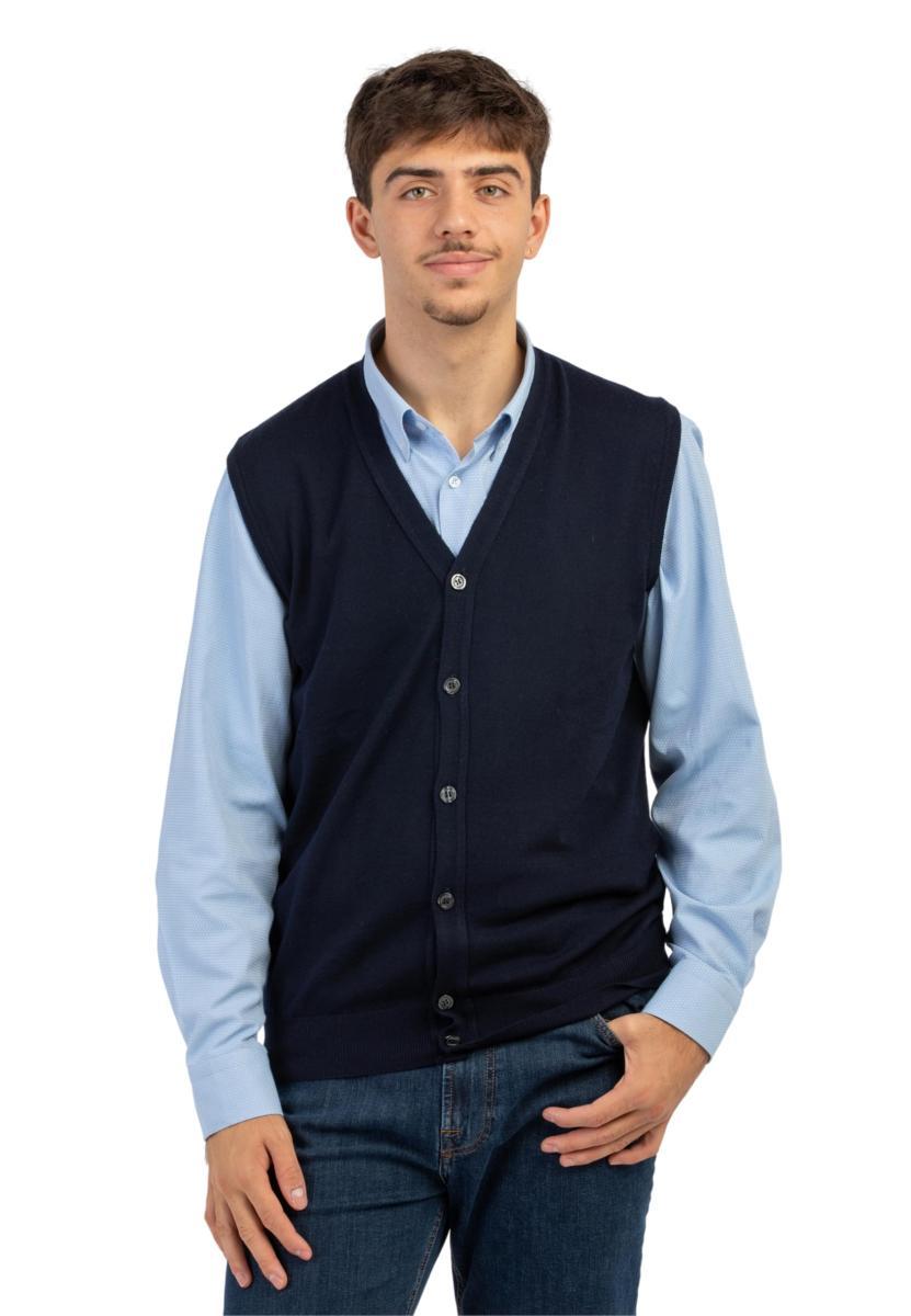 Premode Gilet Uomo Aperto 100% Lana Merinos