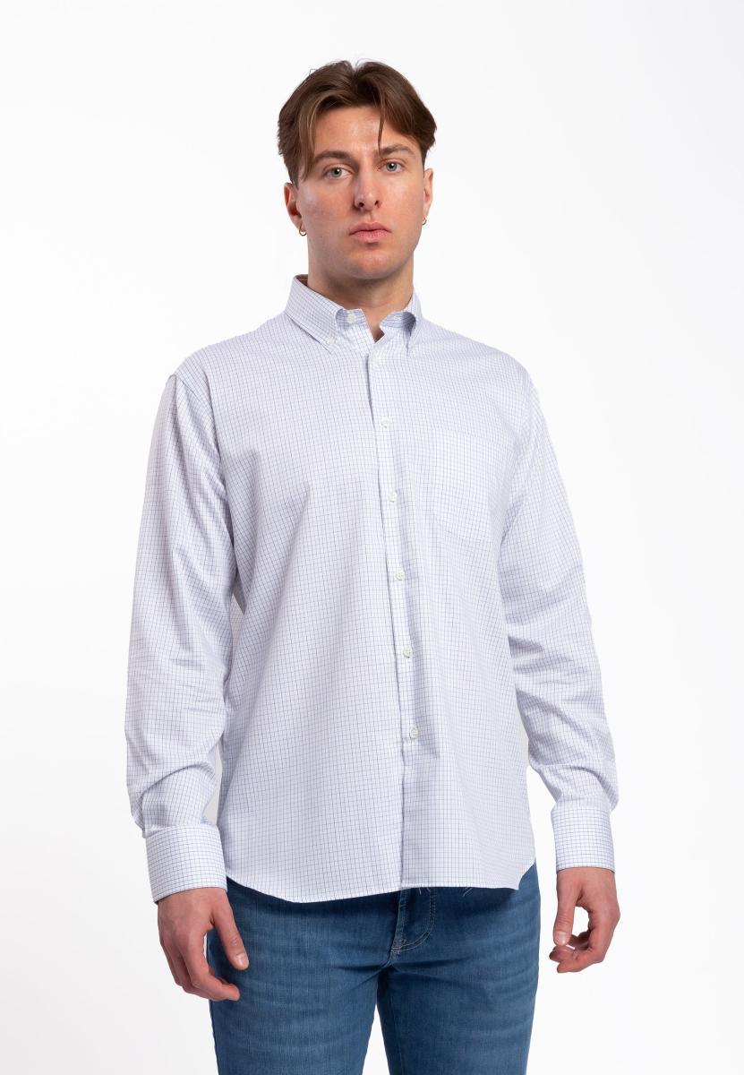 Camicia Uomo Manica Lunga 100% Cotone NO STIRO Quadretti INGRAM 69298-370-REG-B