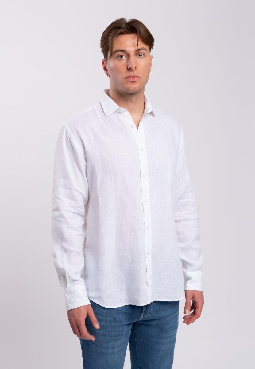 Camicia Uomo Manica Lunga 100% Lino Tinta Unita INGRAM 5M094-400-REG-C