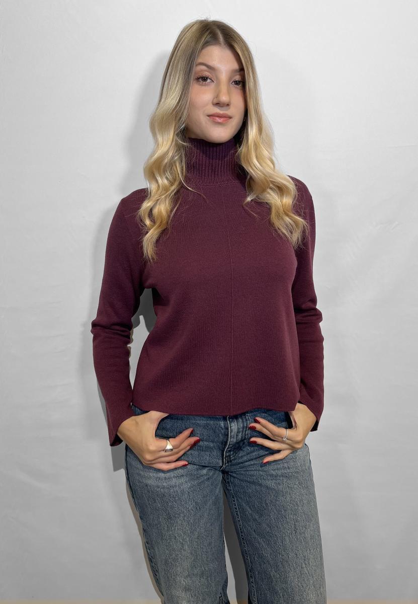 GRANSASSO Maglia Donna Lupetto Pura Lana Art. 57232/14432-Bordeaux