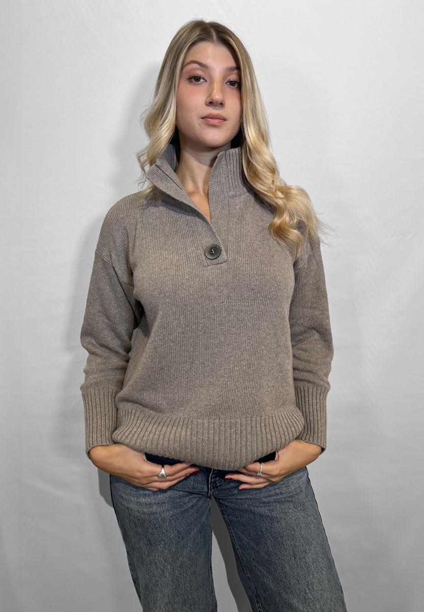 INTRECCI Maglia Donna Manica Lunga Lupetto Lana Cachemire ART. W25-80-Tortora