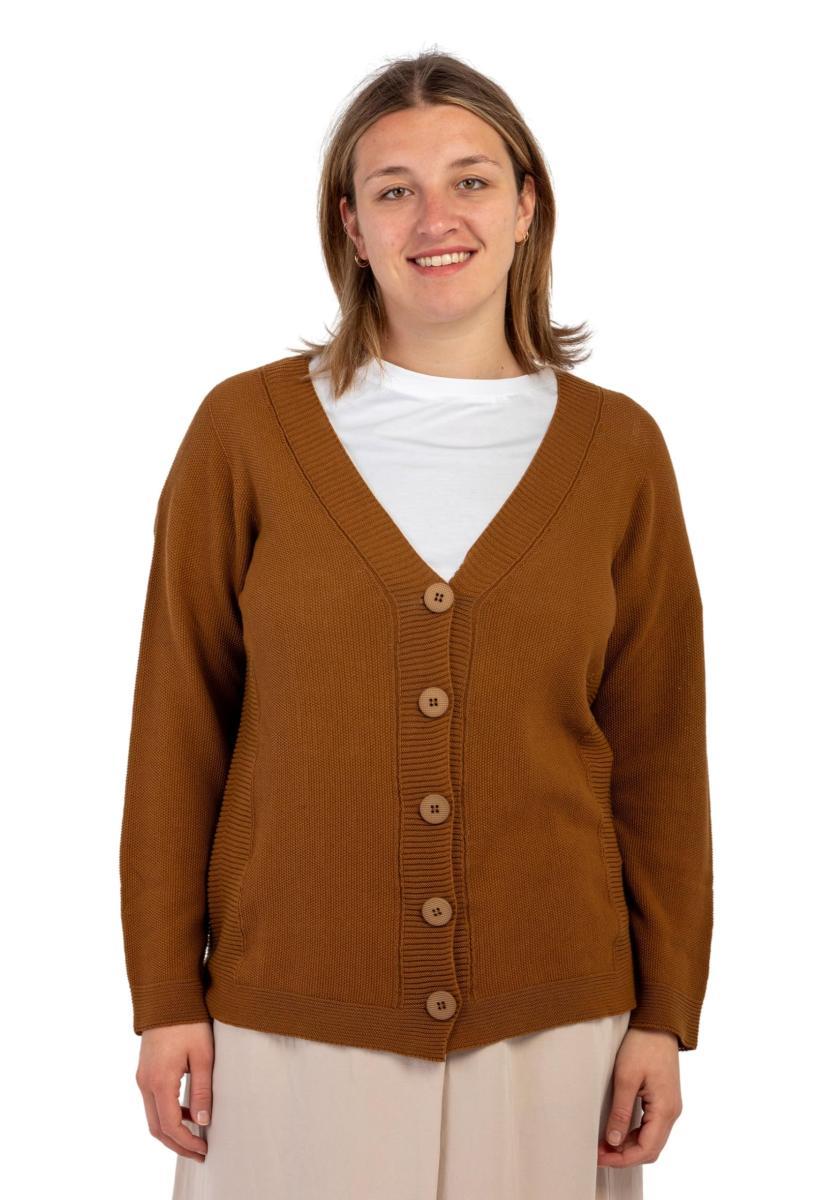 Amarynth Giacca Donna Maglia Cardigan 100% Cotone LE MORBIDE 02005-Castano