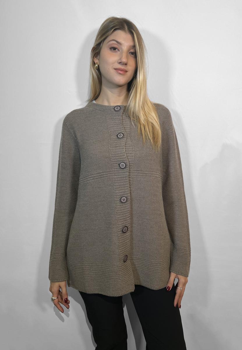 Amarynth Le MORBIDE Giacca Maglia da Donna a Coreana in Lana Art. 01955-Beige